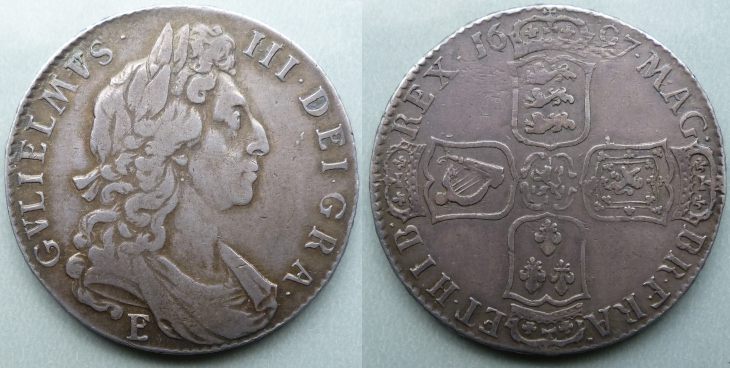 William III 1697 Exeter mint halfcrown